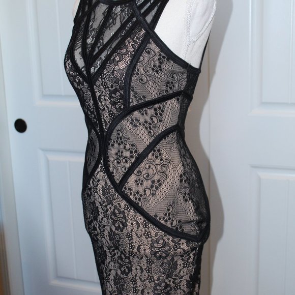 Beautiful Black Lacy Fitted Dress - Picture 7 of 8